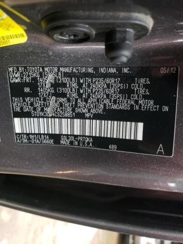 Photo 9 VIN: 5TDYK3DC4CS258851 - TOYOTA SIENNA XLE 