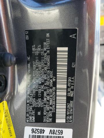 Photo 12 VIN: 5TDYK3DC4DS294198 - TOYOTA SIENNA XLE 