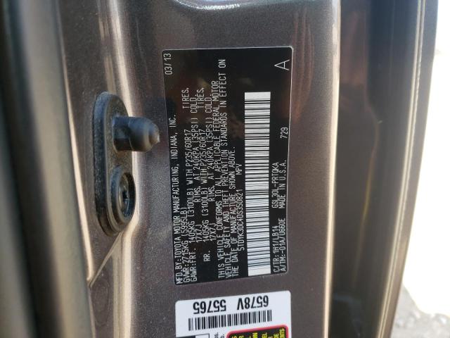 Photo 9 VIN: 5TDYK3DC4DS350821 - TOYOTA SIENNA XLE 