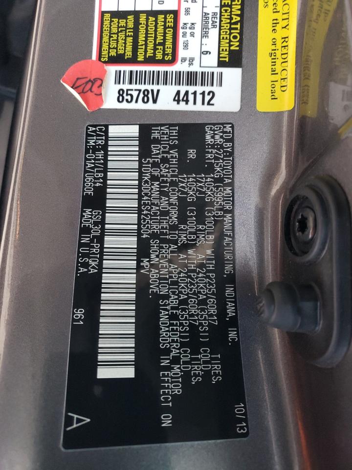 Photo 13 VIN: 5TDYK3DC4ES425504 - TOYOTA SIENNA 