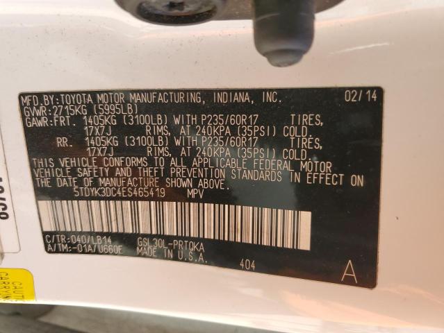 Photo 12 VIN: 5TDYK3DC4ES465419 - TOYOTA SIENNA XLE 