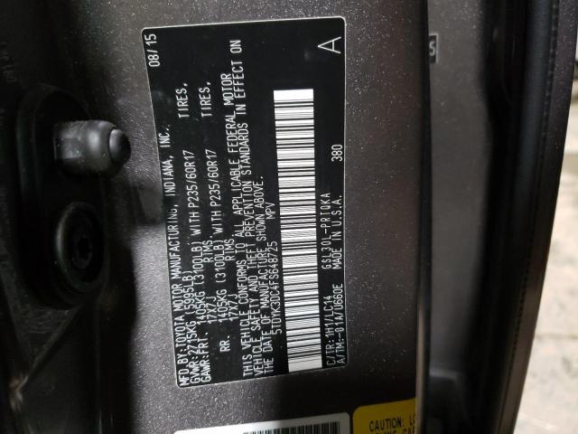 Photo 9 VIN: 5TDYK3DC4FS648725 - TOYOTA SIENNA XLE 