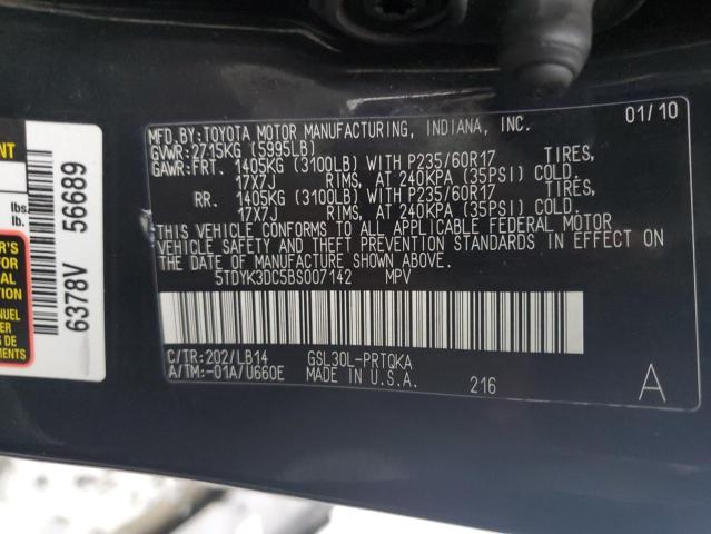 Photo 13 VIN: 5TDYK3DC5BS007142 - TOYOTA SIENNA XLE 