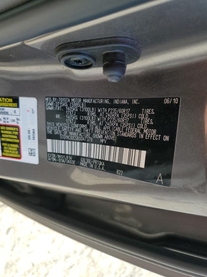 Photo 13 VIN: 5TDYK3DC5BS047379 - TOYOTA SIENNA 