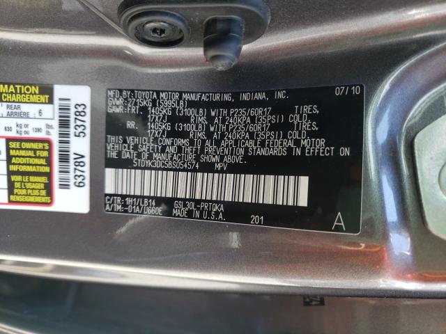 Photo 9 VIN: 5TDYK3DC5BS054574 - TOYOTA SIENNA XLE 