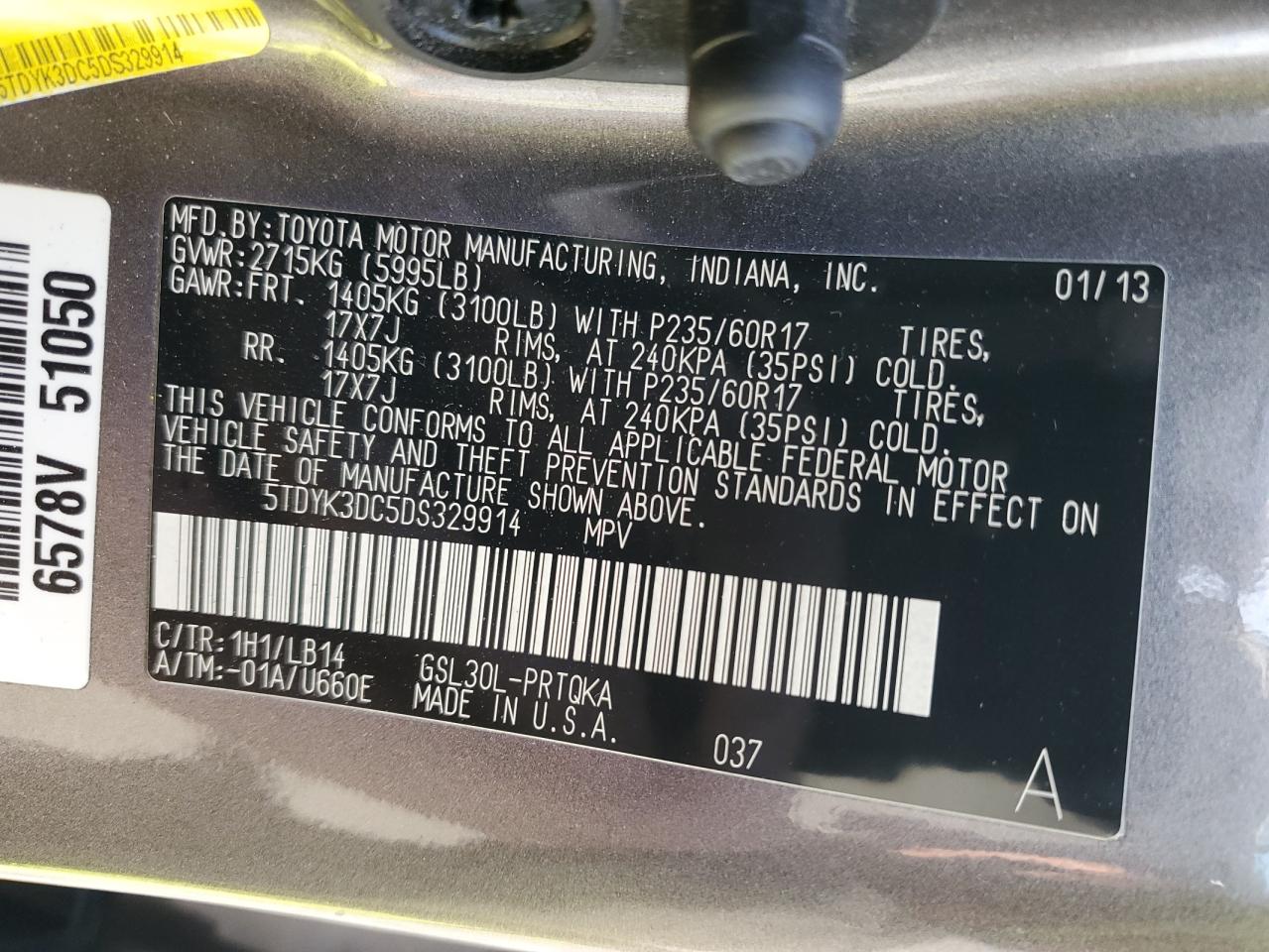 Photo 12 VIN: 5TDYK3DC5DS329914 - TOYOTA SIENNA 