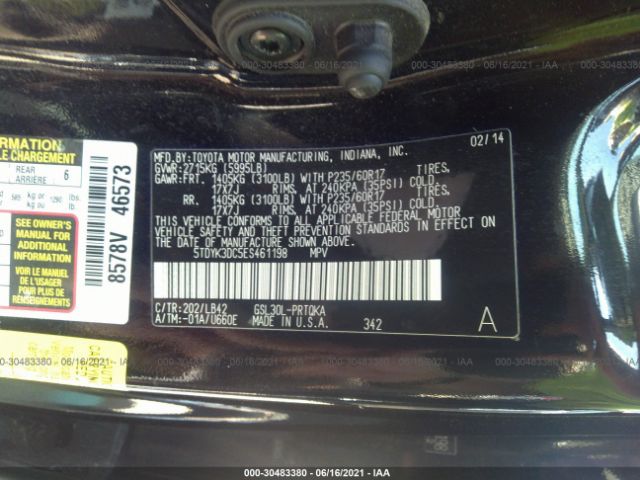 Photo 8 VIN: 5TDYK3DC5ES461198 - TOYOTA SIENNA 