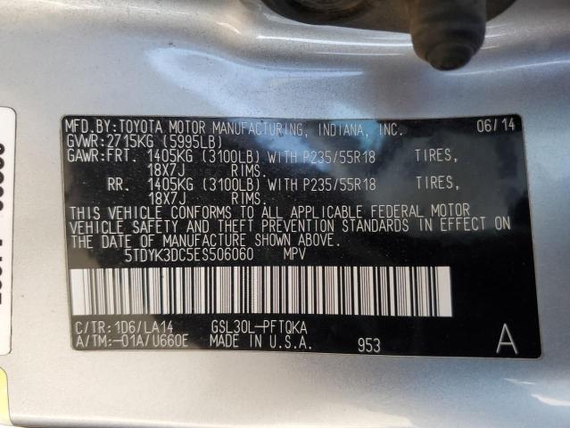 Photo 13 VIN: 5TDYK3DC5ES506060 - TOYOTA SIENNA XLE 