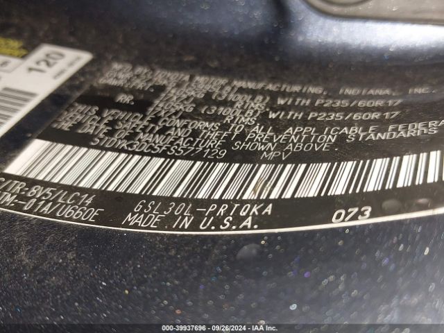 Photo 8 VIN: 5TDYK3DC5FS577129 - TOYOTA SIENNA 