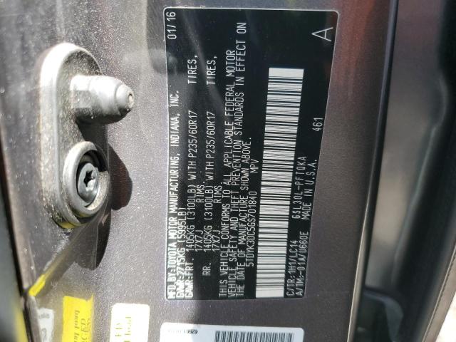 Photo 12 VIN: 5TDYK3DC5GS701840 - TOYOTA SIENNA XLE 