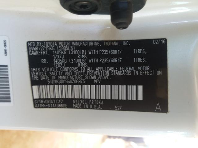 Photo 9 VIN: 5TDYK3DC5GS706875 - TOYOTA SIENNA XLE 