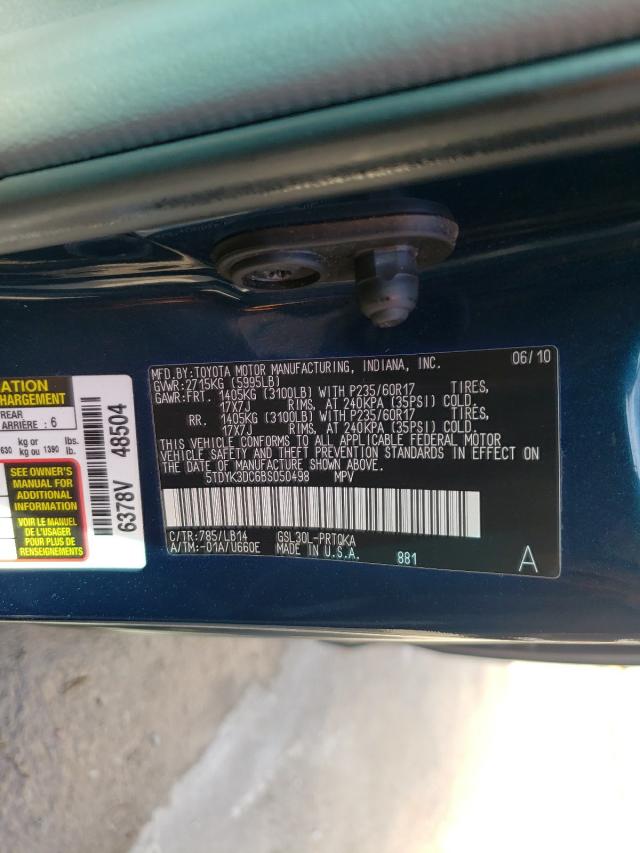 Photo 9 VIN: 5TDYK3DC6BS050498 - TOYOTA SIENNA XLE 