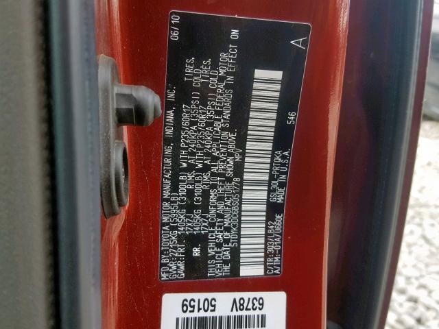 Photo 9 VIN: 5TDYK3DC6BS051778 - TOYOTA SIENNA XLE 