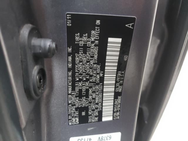 Photo 9 VIN: 5TDYK3DC6BS115074 - TOYOTA SIENNA XLE 