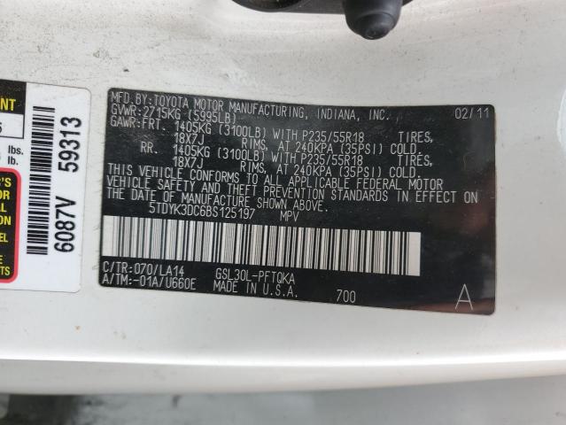 Photo 12 VIN: 5TDYK3DC6BS125197 - TOYOTA SIENNA XLE 