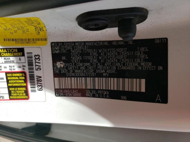 Photo 13 VIN: 5TDYK3DC6BS172391 - TOYOTA SIENNA XLE 