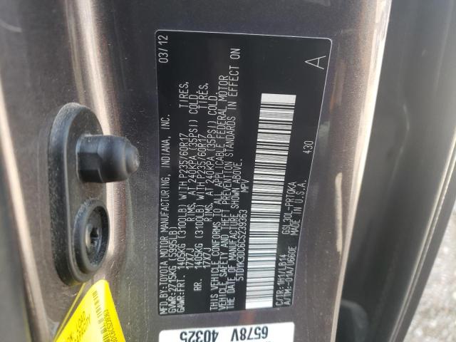 Photo 12 VIN: 5TDYK3DC6CS239363 - TOYOTA SIENNA XLE 