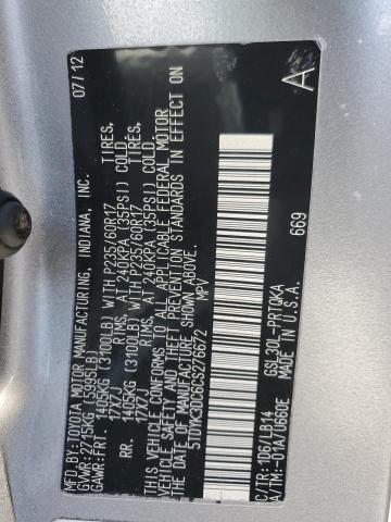 Photo 11 VIN: 5TDYK3DC6CS276672 - TOYOTA SIENNA XLE 