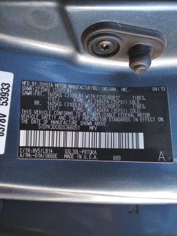 Photo 12 VIN: 5TDYK3DC6DS366051 - TOYOTA SIENNA XLE 