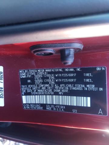 Photo 9 VIN: 5TDYK3DC6ES526768 - TOYOTA SIENNA XLE 