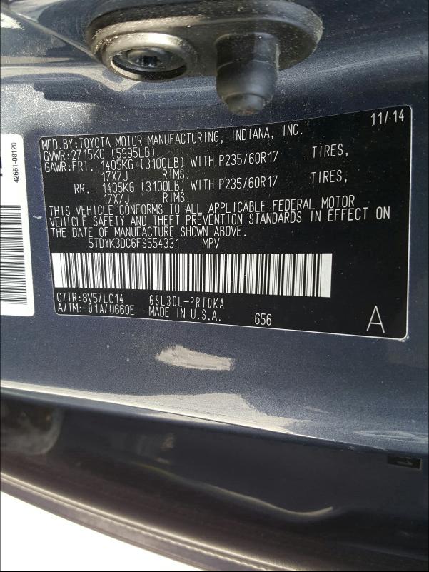 Photo 9 VIN: 5TDYK3DC6FS554331 - TOYOTA SIENNA 