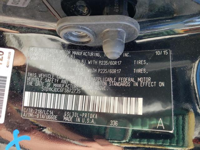 Photo 13 VIN: 5TDYK3DC6FS672735 - TOYOTA SIENNA XLE 