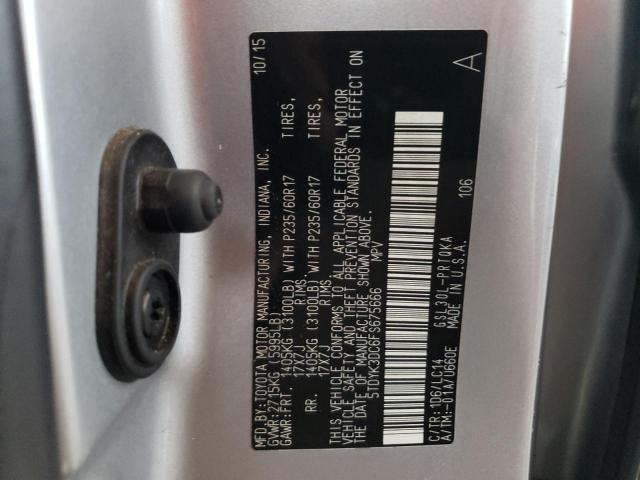 Photo 12 VIN: 5TDYK3DC6FS675666 - TOYOTA SIENNA XLE 