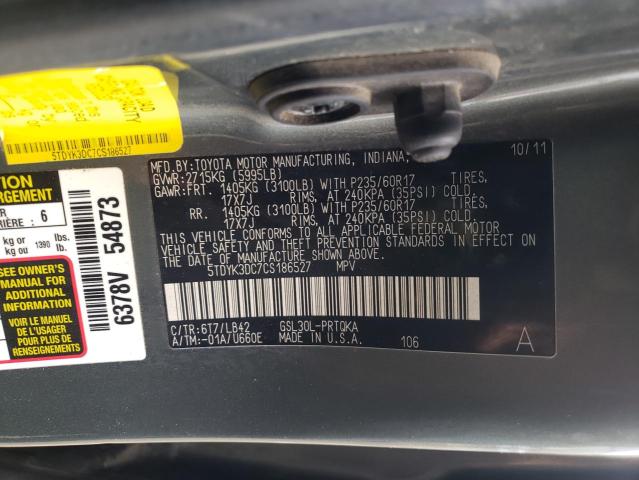 Photo 9 VIN: 5TDYK3DC7CS186527 - TOYOTA SIENNA 