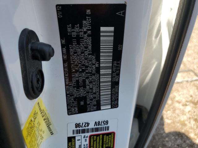 Photo 12 VIN: 5TDYK3DC7CS225567 - TOYOTA SIENNA XLE 