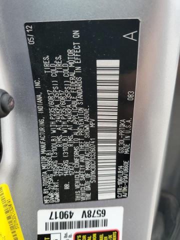 Photo 12 VIN: 5TDYK3DC7CS260741 - TOYOTA SIENNA XLE 