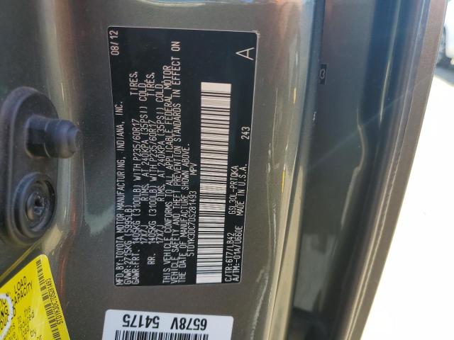 Photo 12 VIN: 5TDYK3DC7DS281493 - TOYOTA SIENNA XLE 