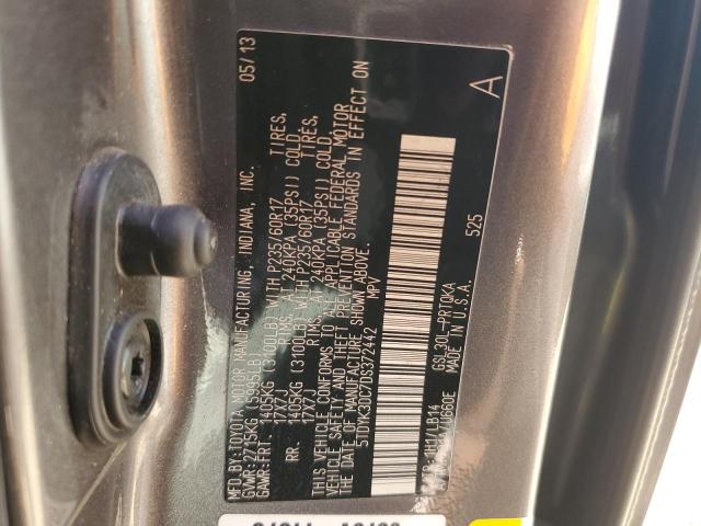 Photo 12 VIN: 5TDYK3DC7DS372442 - TOYOTA SIENNA XLE 