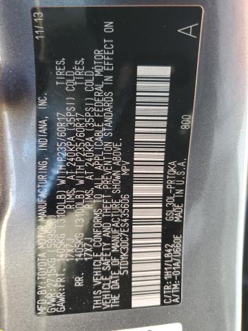 Photo 11 VIN: 5TDYK3DC7ES435606 - TOYOTA SIENNA XLE 