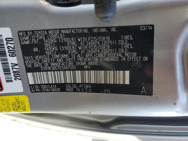 Photo 13 VIN: 5TDYK3DC7ES467505 - TOYOTA SIENNA XLE 