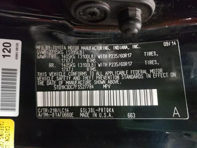 Photo 9 VIN: 5TDYK3DC7FS527784 - TOYOTA SIENNA XLE 