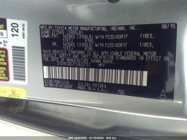 Photo 8 VIN: 5TDYK3DC7FS622751 - TOYOTA SIENNA 