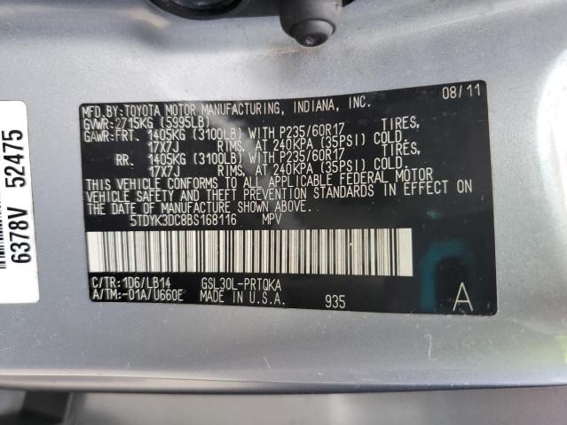 Photo 13 VIN: 5TDYK3DC8BS168116 - TOYOTA SIENNA XLE 