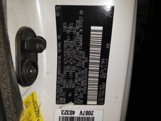 Photo 12 VIN: 5TDYK3DC8CS254558 - TOYOTA SIENNA XLE 