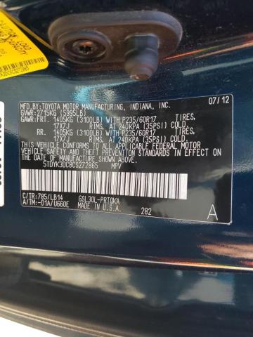 Photo 9 VIN: 5TDYK3DC8CS272865 - TOYOTA SIENNA XLE 