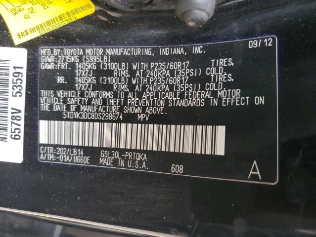 Photo 12 VIN: 5TDYK3DC8DS298674 - TOYOTA SIENNA XLE 