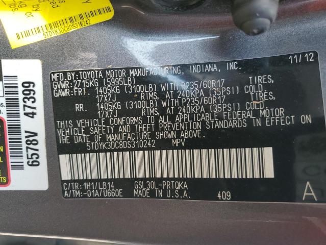 Photo 13 VIN: 5TDYK3DC8DS310242 - TOYOTA SIENNA XLE 