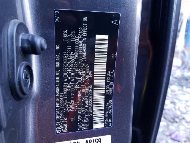 Photo 9 VIN: 5TDYK3DC8DS359487 - TOYOTA SIENNA XLE 