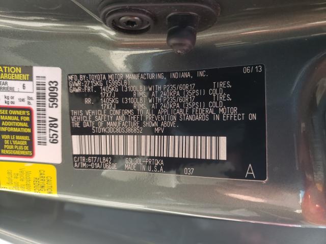 Photo 9 VIN: 5TDYK3DC8DS386852 - TOYOTA SIENNA XLE 