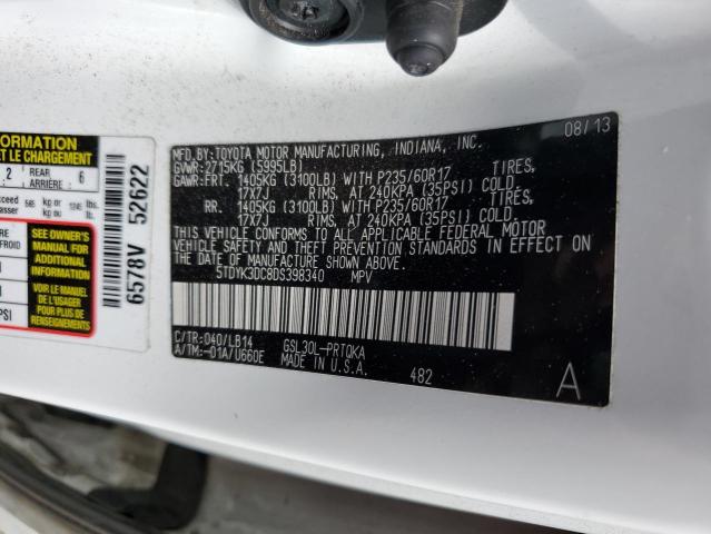 Photo 13 VIN: 5TDYK3DC8DS398340 - TOYOTA SIENNA XLE 