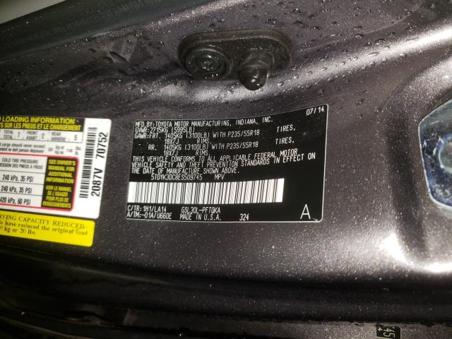 Photo 9 VIN: 5TDYK3DC8ES509745 - TOYOTA SIENNA XLE 