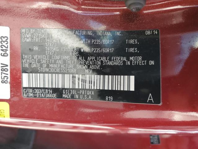 Photo 12 VIN: 5TDYK3DC8ES521068 - TOYOTA SIENNA XLE 