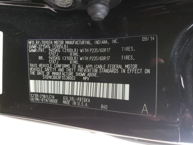 Photo 9 VIN: 5TDYK3DC8FS538003 - TOYOTA SIENNA XLE 