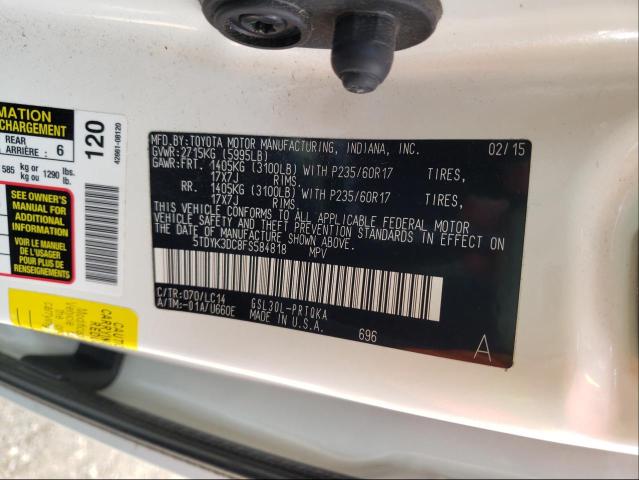 Photo 9 VIN: 5TDYK3DC8FS584818 - TOYOTA SIENNA XLE 