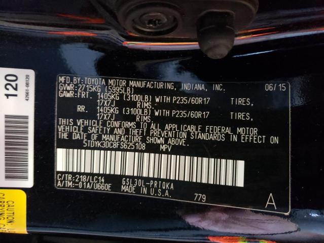 Photo 12 VIN: 5TDYK3DC8FS625108 - TOYOTA SIENNA XLE 