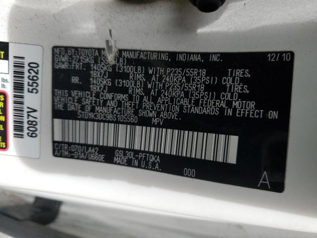 Photo 12 VIN: 5TDYK3DC9BS105560 - TOYOTA SIENNA XLE 